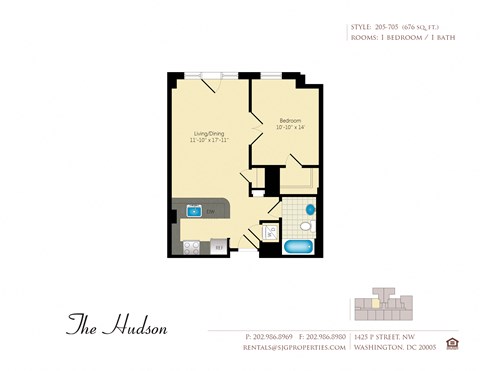 The Hudson 05 Floor Plan at The Hudson Apartments, Washington, District of Columbia, 20005